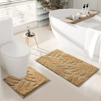 Набор ковриков в ванную комнату и туалет комплект для ванной и унитаза,микрофибра антискользящие  в ванную бежевый