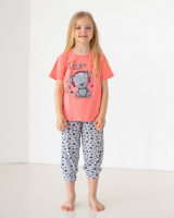 Підлітковий комплект з капрі на дівчинку - ведмедик  8-9, 10-11, 14-15 років