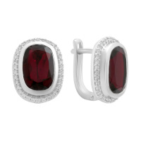 Серебряные серьги CatalogSilver с искусственным гранатом nano 7.328ct, фианитами (60002308)