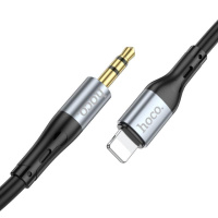 Аудiокабель HOCO UPA22 iP to 3.5mm male, silicone, 1m, Black (6931474769473)