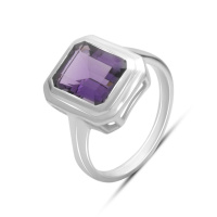 Серебряное кольцо CatalogSilver с натуральным аметистом 3.125ct, вес изделия 3,81 гр (2179429) 17 размер