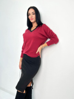 Жіночий костюм-двійка з ангори «Almo» бордовий | Розпродаж кольору Бордовий, 42-44