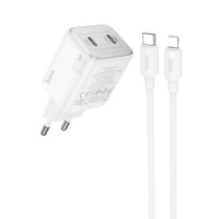 МЗП Hoco N42 Elogiado PD45W (2USB-C) + кабель Type-C to Lightning