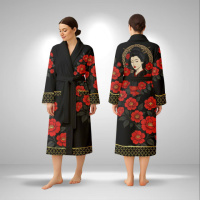 Кимоно женское из плюшевого велюра Red Camellia 29451 S