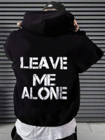 Чоловіче чорне стильне оверсайз худі з трендовим принтом