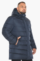 Куртка мужская Braggart зимняя удлиненная с капюшоном - 49818 тёмно-синий цвет