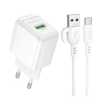 Мережевий Зарядний Пристрій Borofone BAS42A 1USB QC3.0 18W+USB to Type-C