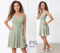 Коктейльне літнє плаття з чашечками «Divine» оптом | Розпродаж моделі Фісташковий, 48