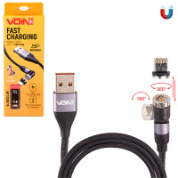 Кабель  магнитный шарнирный VOIN USB - Lightning 3А, 2m, black (быстрая зарядка/передача данных) (VL-6602L BK)