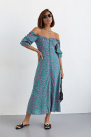 Літнє плаття на ґудзиках і з відкритими плечима — рожевий колір, S (є розміри)