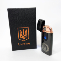 Электрическая и газовая зажигалка Украина с USB-зарядкой HL-435, зажигалка необычная. Цвет: черный