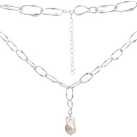 Серебряное колье CatalogSilver с натуральным жемчугом барочным, вес изделия 23,4 гр (2185000) 500 размер