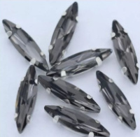 Страз (стекло)  в металлической оправе. Размер - 4×15 мм. Цвет- графитовый 5 шт