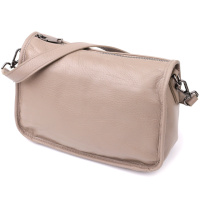 Жіноча сумка на плече з натуральної шкіри 723002 Темно-сірий