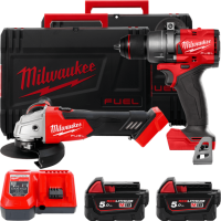 Набір акумуляторних інструментів Milwaukee M18FPP2E3-502X (ударний дриль M18 FPD3, кутова шліфувальна машина M18 FSAG125X, 2xаку