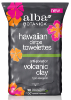 ​Детокс влажные салфетки «Гавайские» с пропиткой на основе вулканической глины * Alba Botanica (США) *