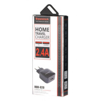 Зарядний пристрій RDX-020 BLACK 1USB 2400 mAh (без кабелю)