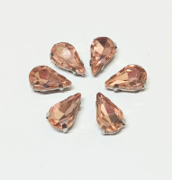 Страз (стекло)  в металлической оправе. Размер - 8×13 мм. Цвет - персиковый