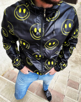 Чоловіча весняна вітрівка-смайл чорного кольору