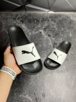Шлепанцы кожаные мужские PUMA White! Брендовые летние тапочки! Натуральная Кожа!