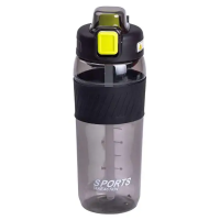 Бутылка для воды 600 мл бутылка в школу для тренировок с трубочкой и ручкой 22 см Черная HP-14-42B