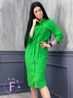 Довга сукня-сорочка з поясом «Marcella» оптом | Норма | Розпродаж моделі Зелений, 46-48