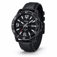 Чоловічий годинник Casio MTP-VD01BL-1B — Класична модель з мінеральним склом та шкіряним ремінцем