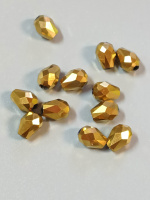 Хрустальные бусины*капля*. Размер 6*8мм. Цвет золотой металлик. Цена указана за 1 шт