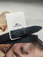 Мужской кожаный ремень Lacoste, черный