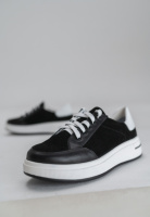 Жіночі чорні кеди шкіра замша v7-lus-10