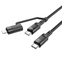 Кабель Hoco U106 2в1 USB/ Type-C to Type-C PD 100W 1.2m black