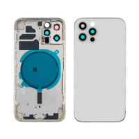 Корпус для Apple iPhone 12 Pro Silver (серебристый) с задним стеклом, рамкой и стеклом камеры