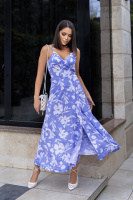 Літня довга сукня на запах «Rita» | Батал Ліловий, 50-52