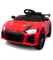 Дитячий електромобіль Cabrio 6V 5A (спойлер, пульт, LED-фари, звук, відкривні двері, педаль газу), Червоний