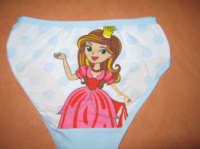 Трусики дитячі на дівчинку 3-6 років 95% бавовна блакитні, малюнок - принцеса