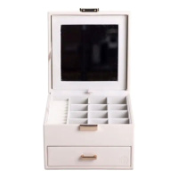 Шкатулка для украшений из эко кожи 2 яруса органайзер для ювелирных изделий HP-5-2W