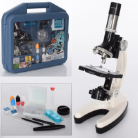 Мікроскоп дитячий у валізі, збільшення в 300, 600, 1200 разів, 28 предметів.