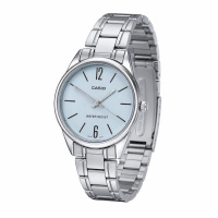 Жіночий годинник Casio LTP-V005D-2B з синім циферблатом та сталевим браслетом