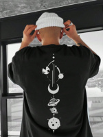 Футболка чорна з ДТФ (оверсайз) | 57-200