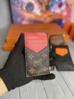 Мужской Держатель для карт Louis Vuitton Monogram Red  k005