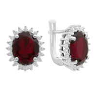 Серебряные серьги CatalogSilver с искусственным гранатом nano, фианитами (60002306)