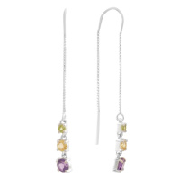 Серебряные серьги CatalogSilver с натуральным аметистом 1.783ct, цитрином, хризолітом (2192282)