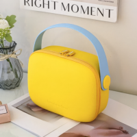 Косметичка Fungoofun силиконовая бьюти-чемодан для косметики и аксессуаров, сумочка с ручкой на молнии,жёлтая