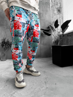 Утеплені спортивні штани чоловічі на флісі принт зима