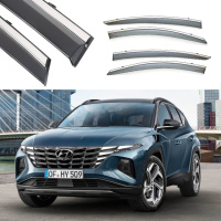 Дефлектори вікон Hyundai Tucson NX4 Long 2021 П/К скотч«FLY»(нерж.сталь 3D)BHYTS2123-W/S(64)