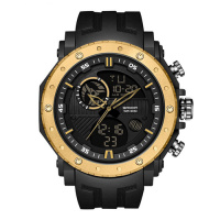Чоловічий годинник Sanda 6012 Black-Gold спортивний зі стрілково-електронним циферблатом