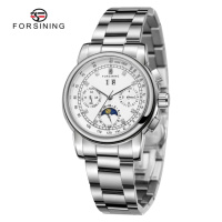 Жіночий механічний годинник Forsining 6918 Silver-White з автопідзаводом та сталевим браслетом
