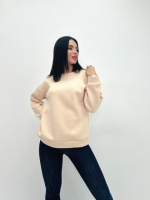 Жіночий теплий батник «Wear» Турція оптом |Батал | Розпродаж моделі Бежевий, 50-52