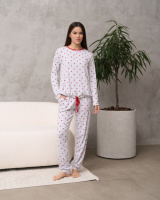 Комплект жіночий кофтинка на зав'язках - дрібні сердечка   M, L, XL