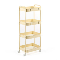 Этажерка мобильная четырехъярусная универсальная из металла 45х30х103см Кремовая SW-00002114